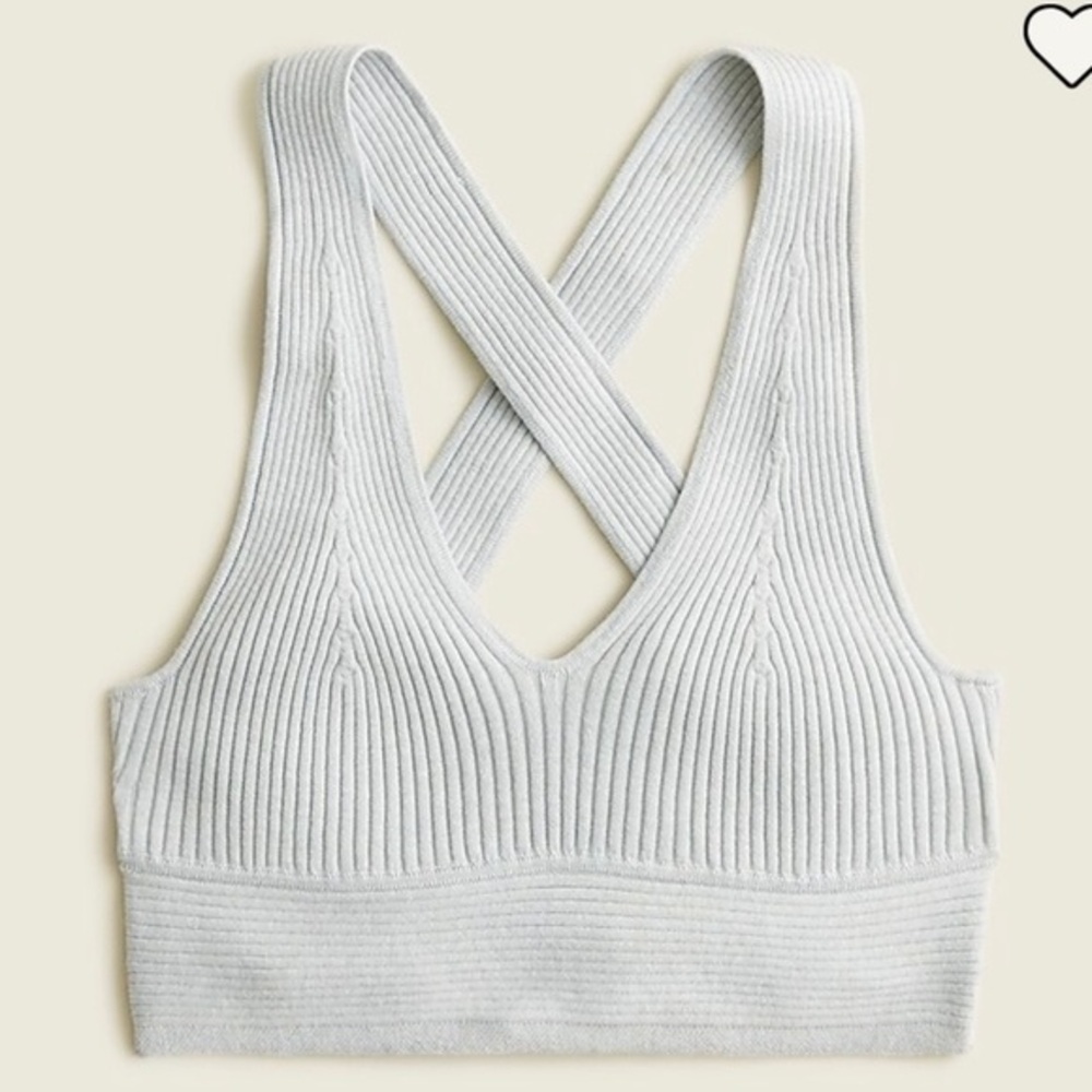 J Crew Ribbed Sweater Bralette Size Medium Grey